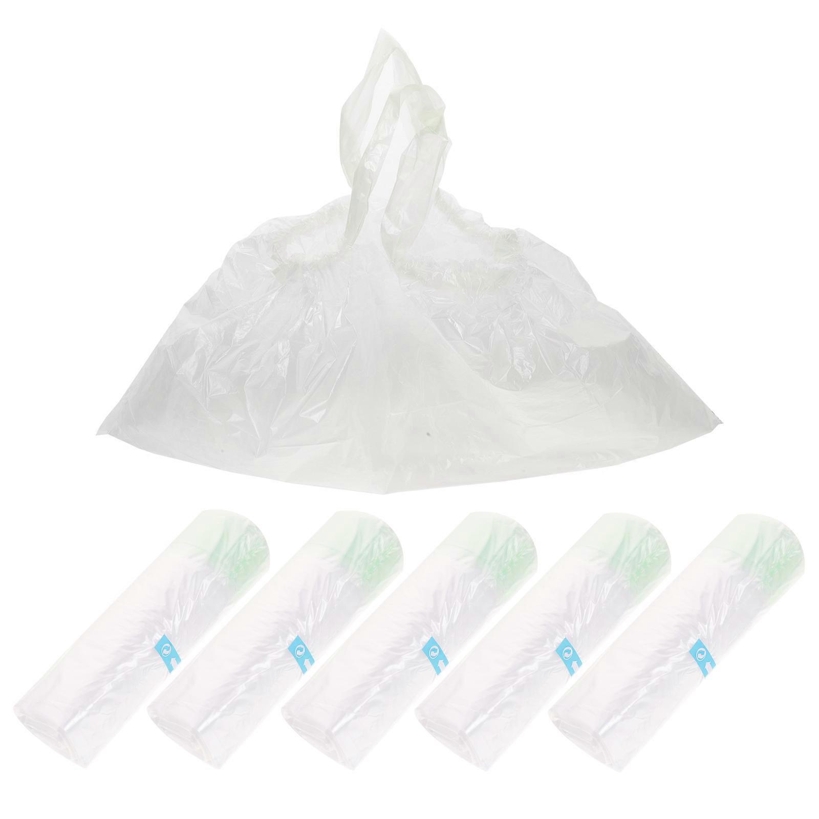 Portable Potty Bags with Drawstring Design for Easy Disposal and Hygiene 5 Rolls Transparent PE