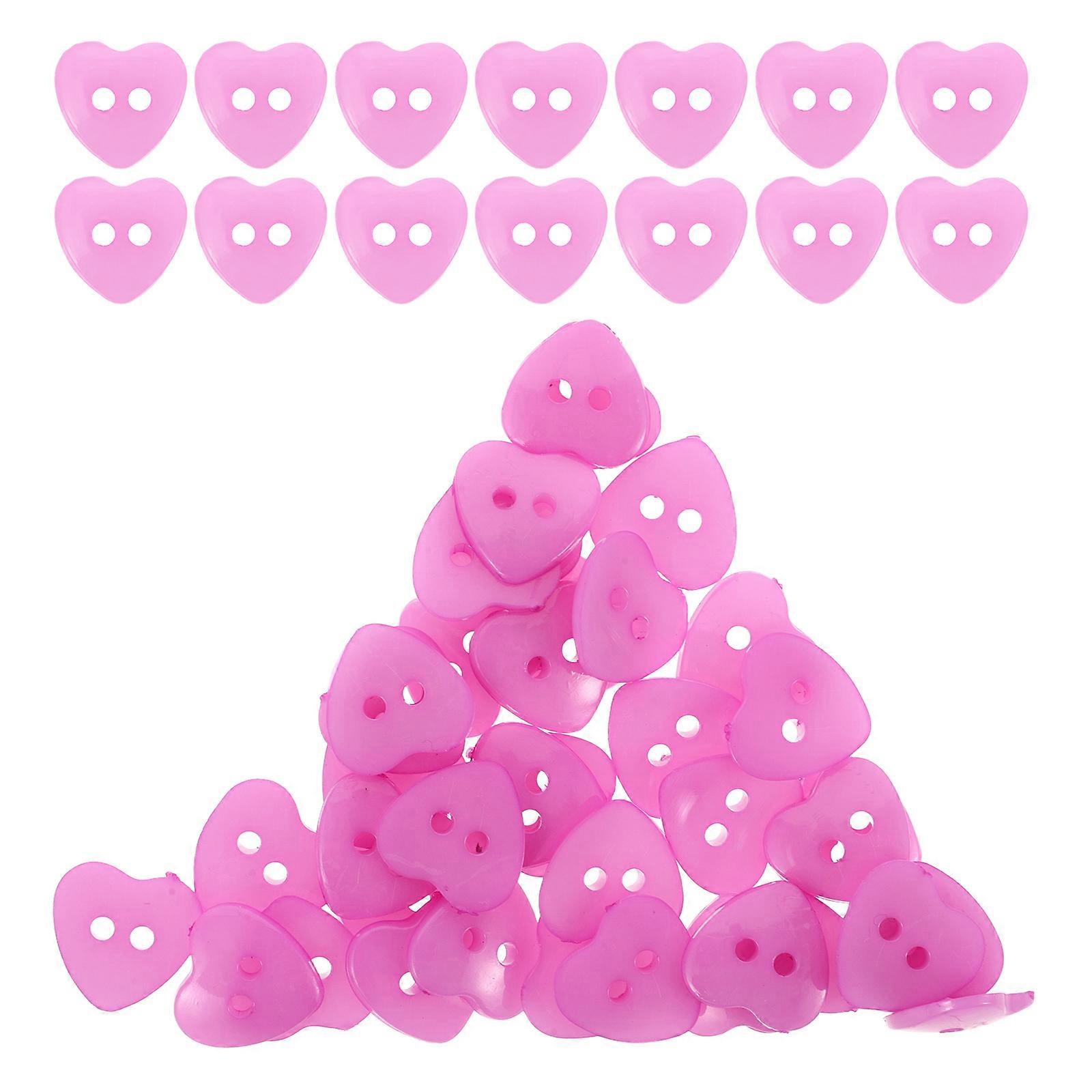 100pcs Heart Shaped Crafting Buttons Delicate Plastic Sewing Buttons