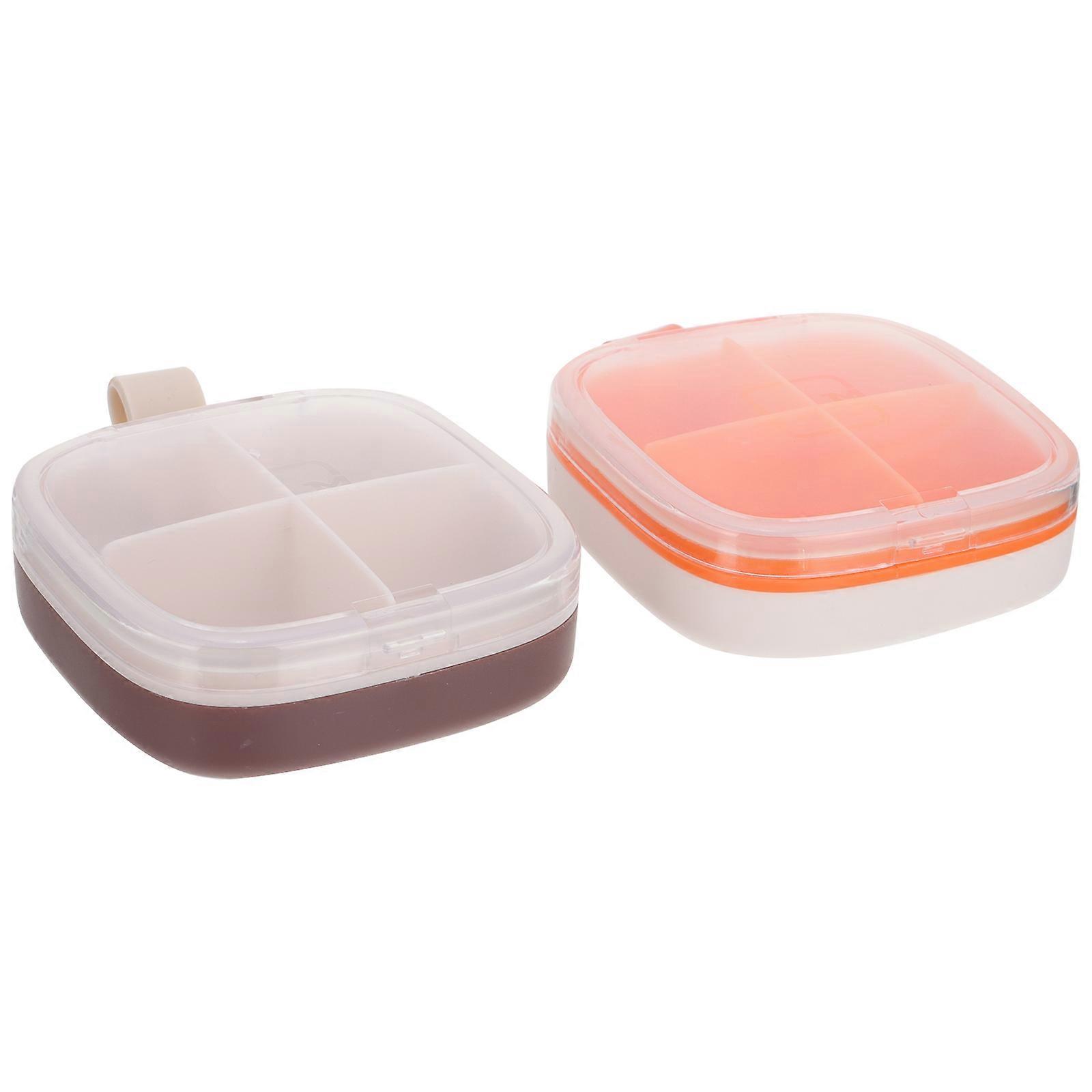 Medication Organizer 2Set Square Portable Pill Storage For Elderly People Taking Pills With Multi-grid Design And Waterproof Features