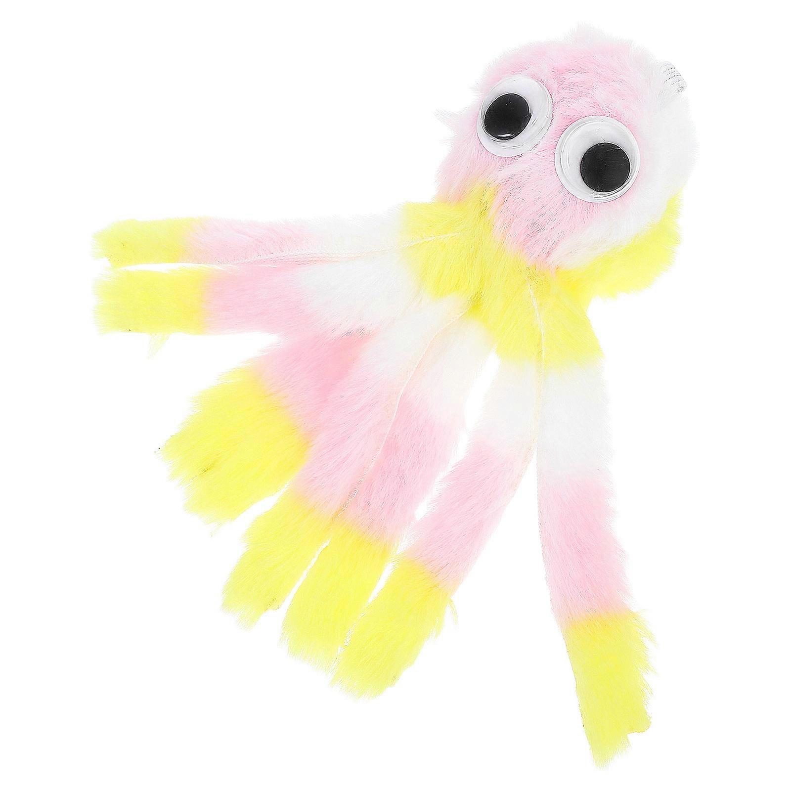 Plush Octopus Pet Toy Interactive Chew Toy For Cats And Small Pets Colorful Rainbow Design 12.5x4cm 1Pack