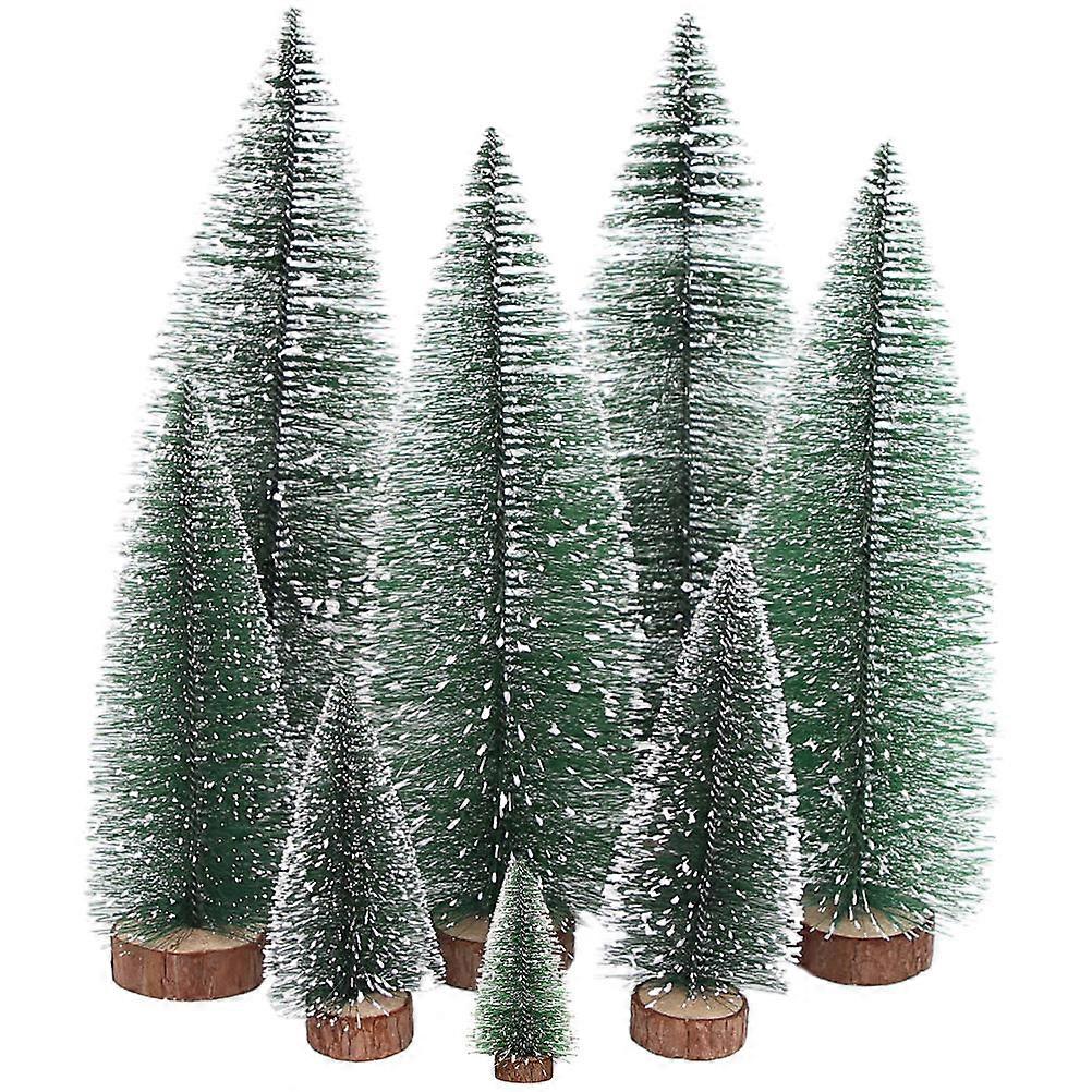 7pcs Mini Xmas Tree Decorations Decorative Christmas Tabletop Ornaments With Flat Bottom Lightweight Simulated Pine Trees For Holiday Birthday Family