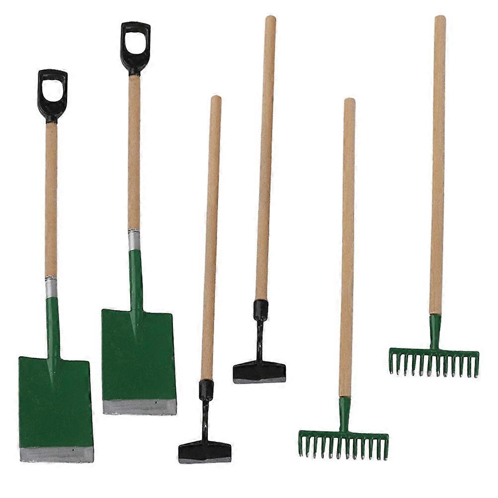 Dollhouse Miniature Gardening Set Miniature Tools Dollhouse Enthusiasts 2x10.6cm 6Pcs