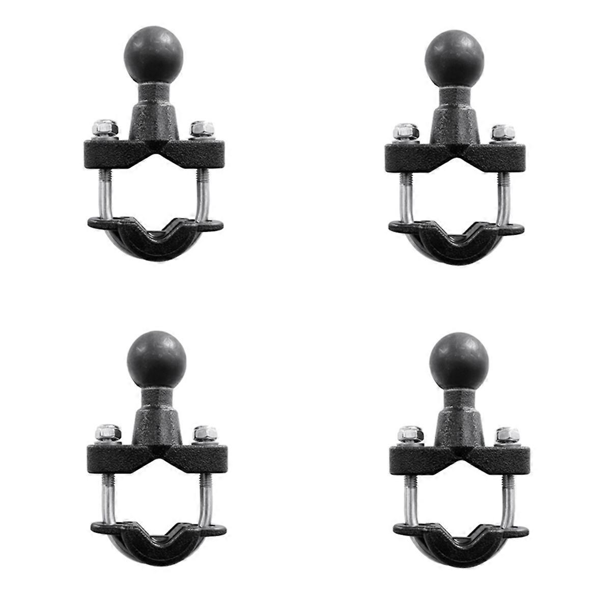 4X Motorcycle Handle Bar Rail Mount 37mm Width U-Bolt Mounting Base with 1 Inch Ball for GPS Work fo