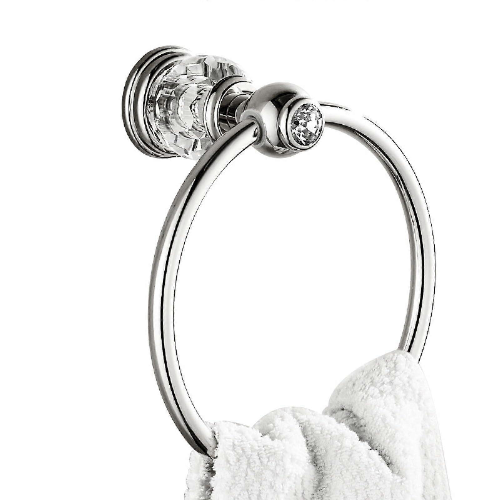Gold Crystal Inlaid Large Diamond Ring Towel Rail Flange Gold Bathroom Large Diamond Chrome Version Große DiamantChromVersion
