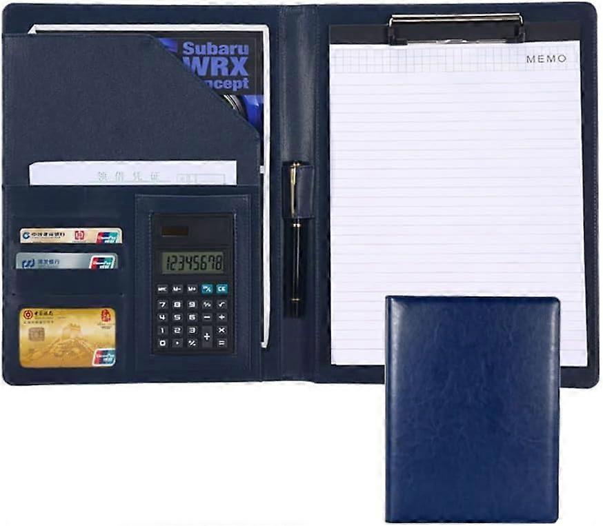 A4 Document Bag Portfolio Organizer Folder Clipboard Writing Pad Holder (Blue)