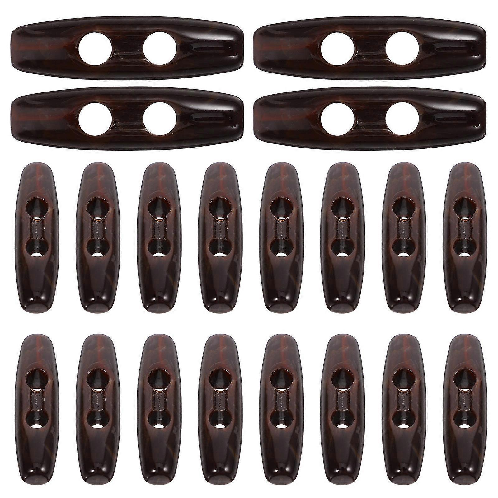 50pcs Brown Acrylic Horn Toggle Buttons Oval Closure Fasteners for Coats Cardigans Classic Stylish Design Replacement