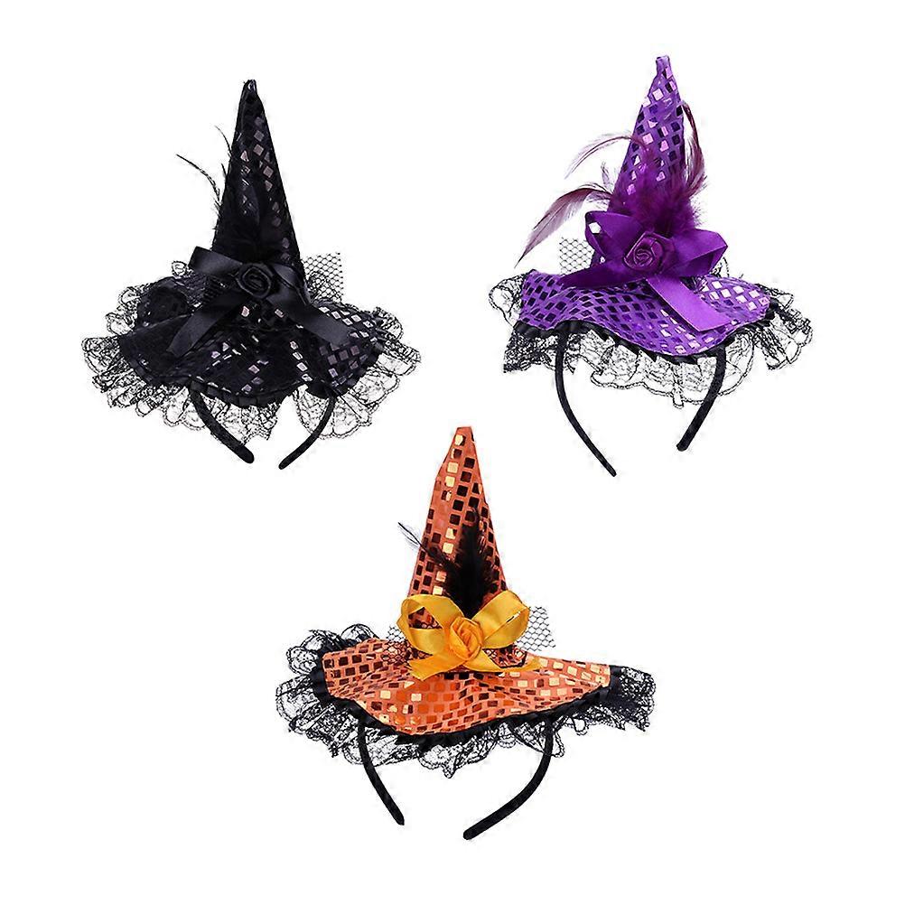 Horror Party Accessory 3Pack Halloween Headbands Witch Hat For Children Assorted Color Cosplay Fun
