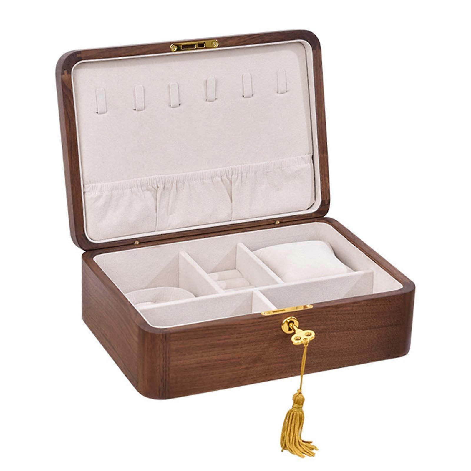 end wooden jewelry storage solution, sturdy organizer with integrated hooks for home use
