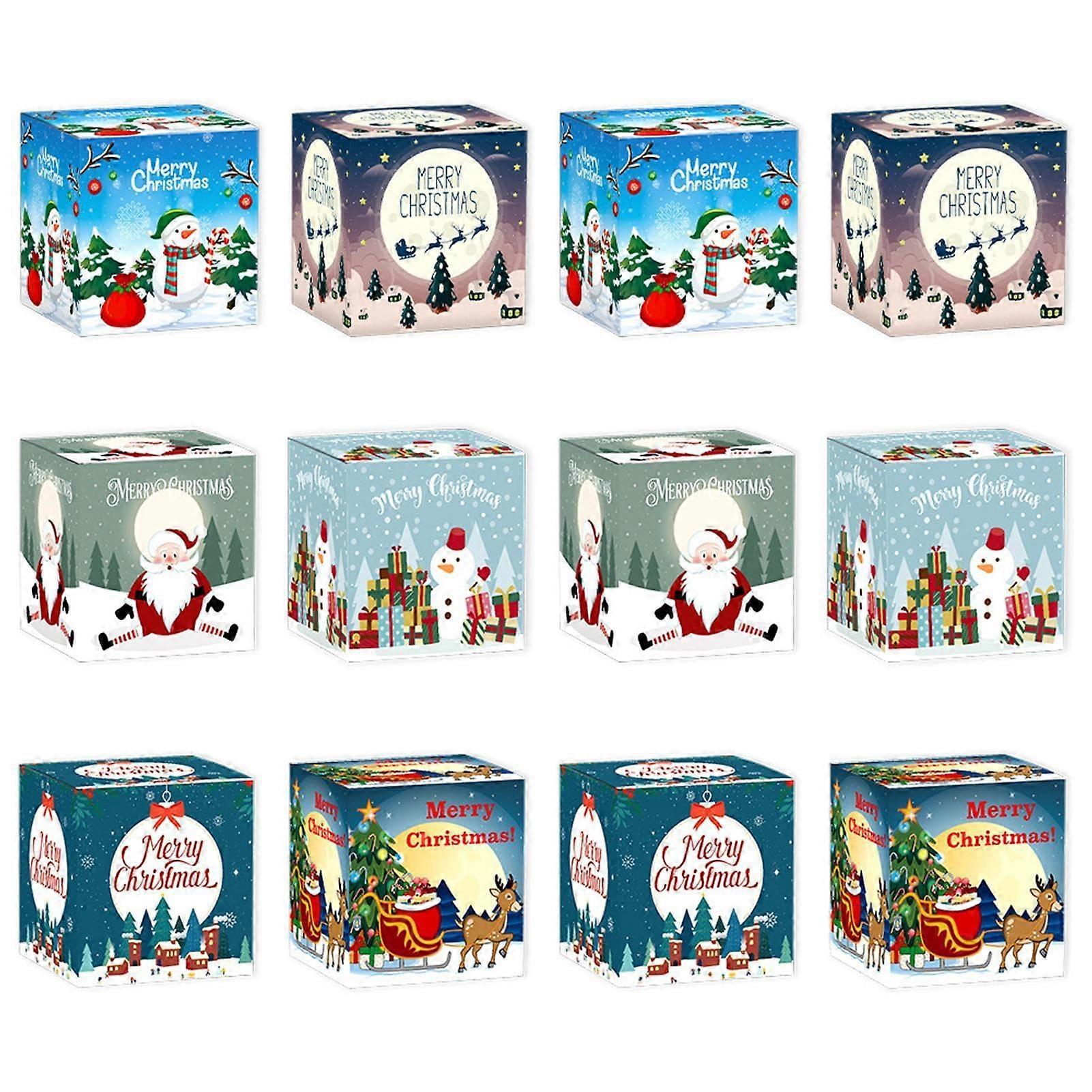 Christmas Leckerli Boxes for Kids, Multicolored Goodie Paper Boxes for Holidays, Classroom and School, Festive Candy Boxes