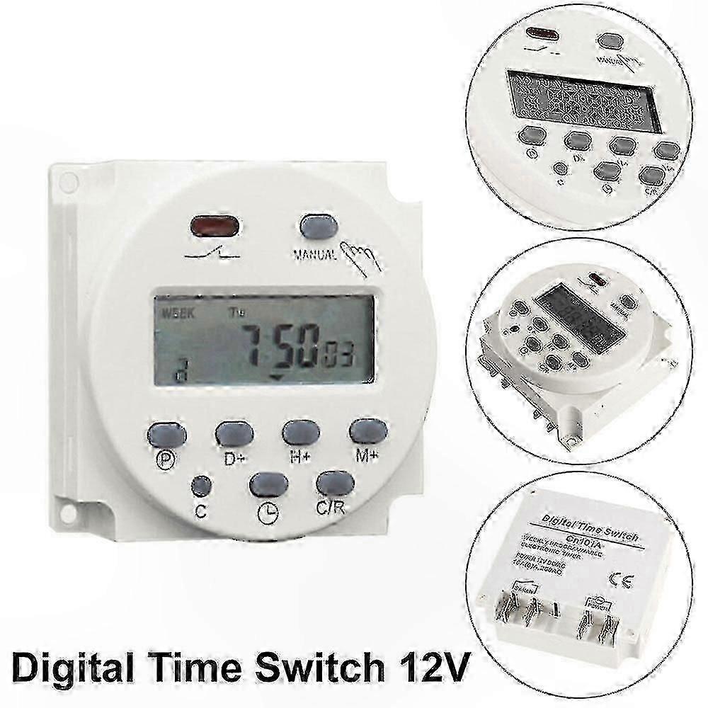 Programmable LCD Digital Timer Switch with Relay for 12V 16A Power Control