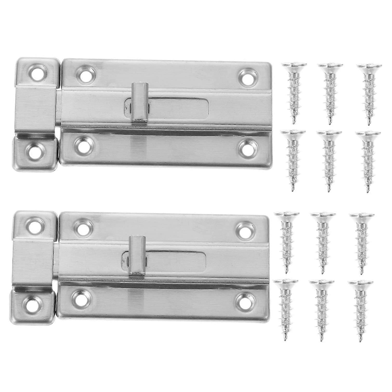 Sliding Door Lock Set of 2 with Latch Safety for Interior/Exterior Use, Rustproof and Durable Design