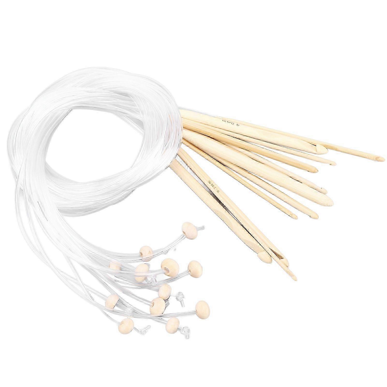 Crochet Hooks Extended Carpet Needle Weaving Tools with Bamboo Beads for Handicraft Lovers