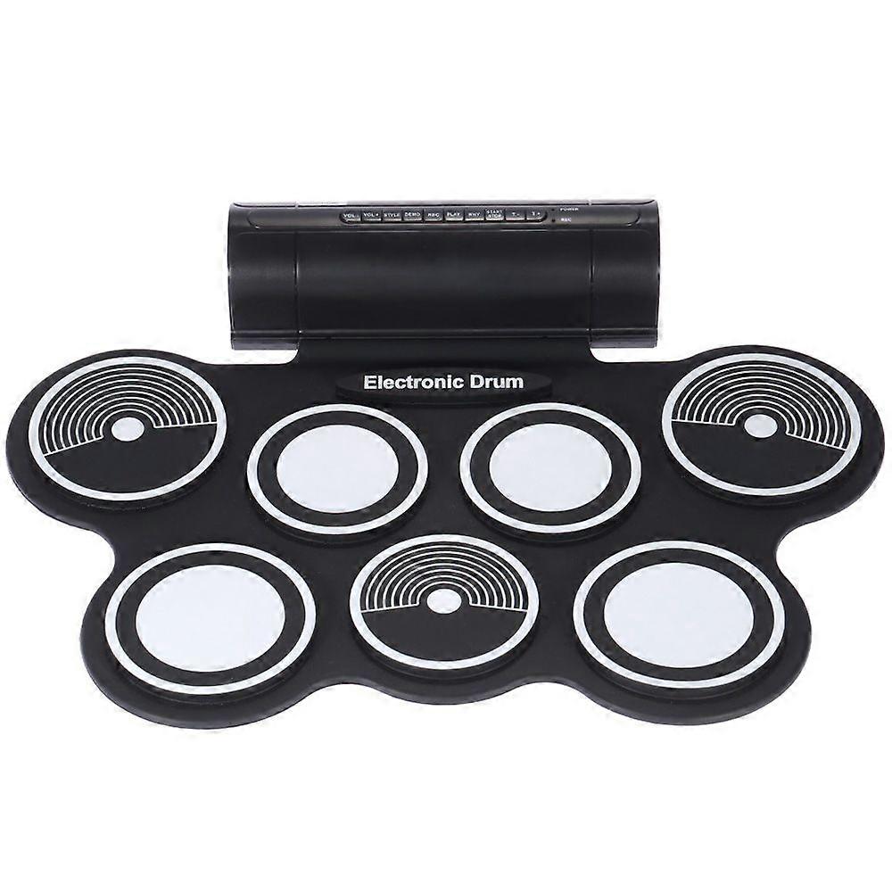 Portable Foldable Silicone Electronic Drum Pad Kit Digital USB Roll-up with Drumstick Foot Pedal 3.5mm Audio Cable