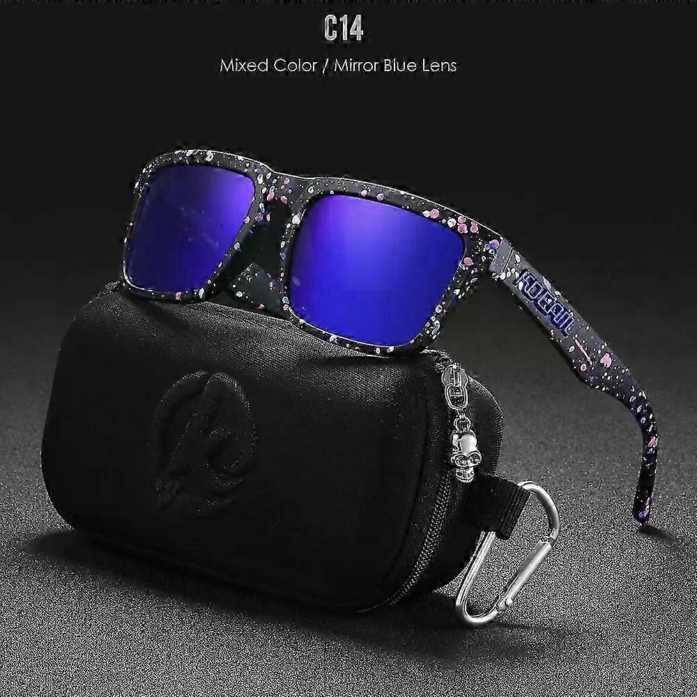 New Brand High Quality Men Square Sunglasses Colors Sports Polarized Sun Glasses Reflective Coating Mirrored Lens UV400