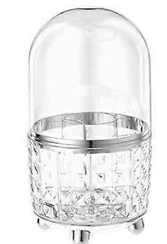 Makeup Brush Holder 360-Degree Rotating Cosmetic Organizer Silver Without Lid