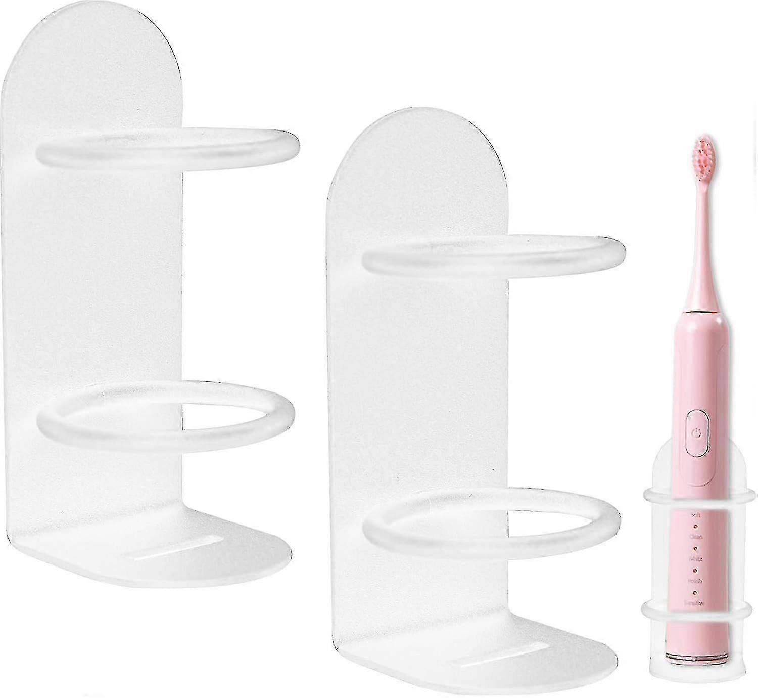 2 Pack White Wall Mount Toothbrush Holder for Bathroom Organization & Storage