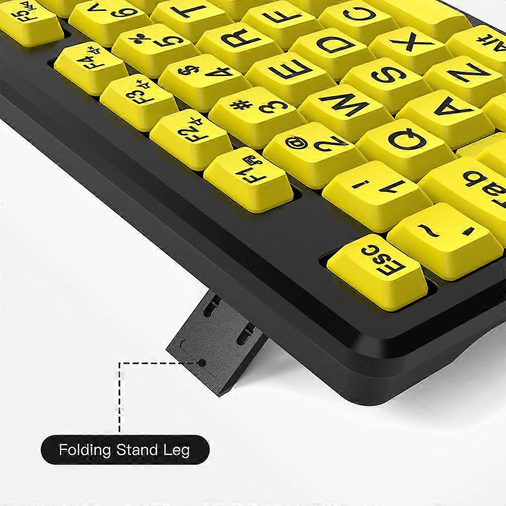 Wired Keyboard - Yellow Large Character Keyboard for Elderly,High Compatibility USB Plug-and-Play Large Key Design, High Contrast, Quiet Typing, Splas