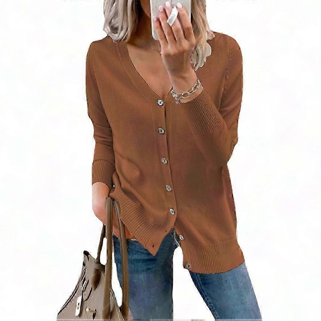 Women's Solid Color Button Up Knit Slim Cardigan for Autumn Winter