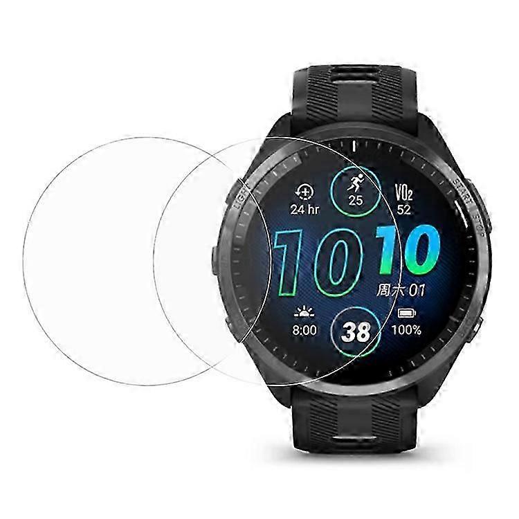 2個Garmin Forerunner 965強化ガラススクリーンプロテクター、HDクリアアークエッジフィルム、互換性のある時計カバー