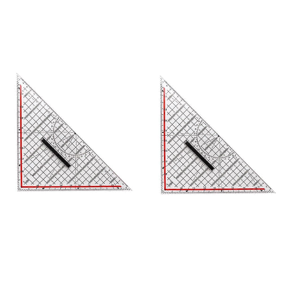 2Pcs 30CM Drawing Triangle Ruler Multi-Function Drawing Design Ruler with Handle Protractor Measurem