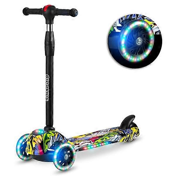 Three-wheeled scooter Ricokids Piko - black with colorful patterns.