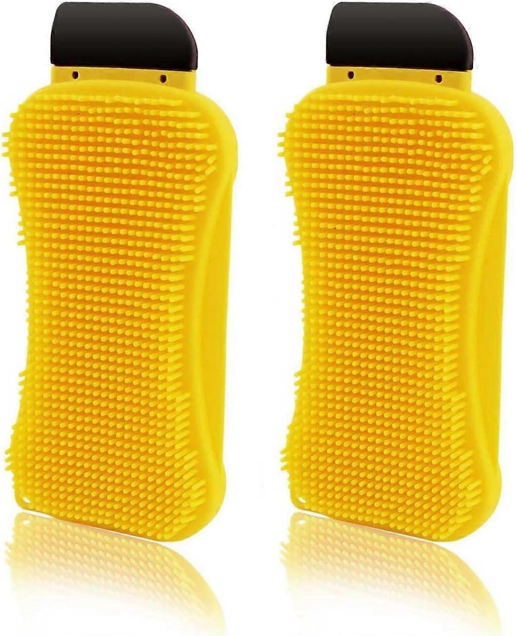 2 Pieces Of Silicone Sponge Multi-Purpose 3 In 1 Household Tableware Cleaning Brush