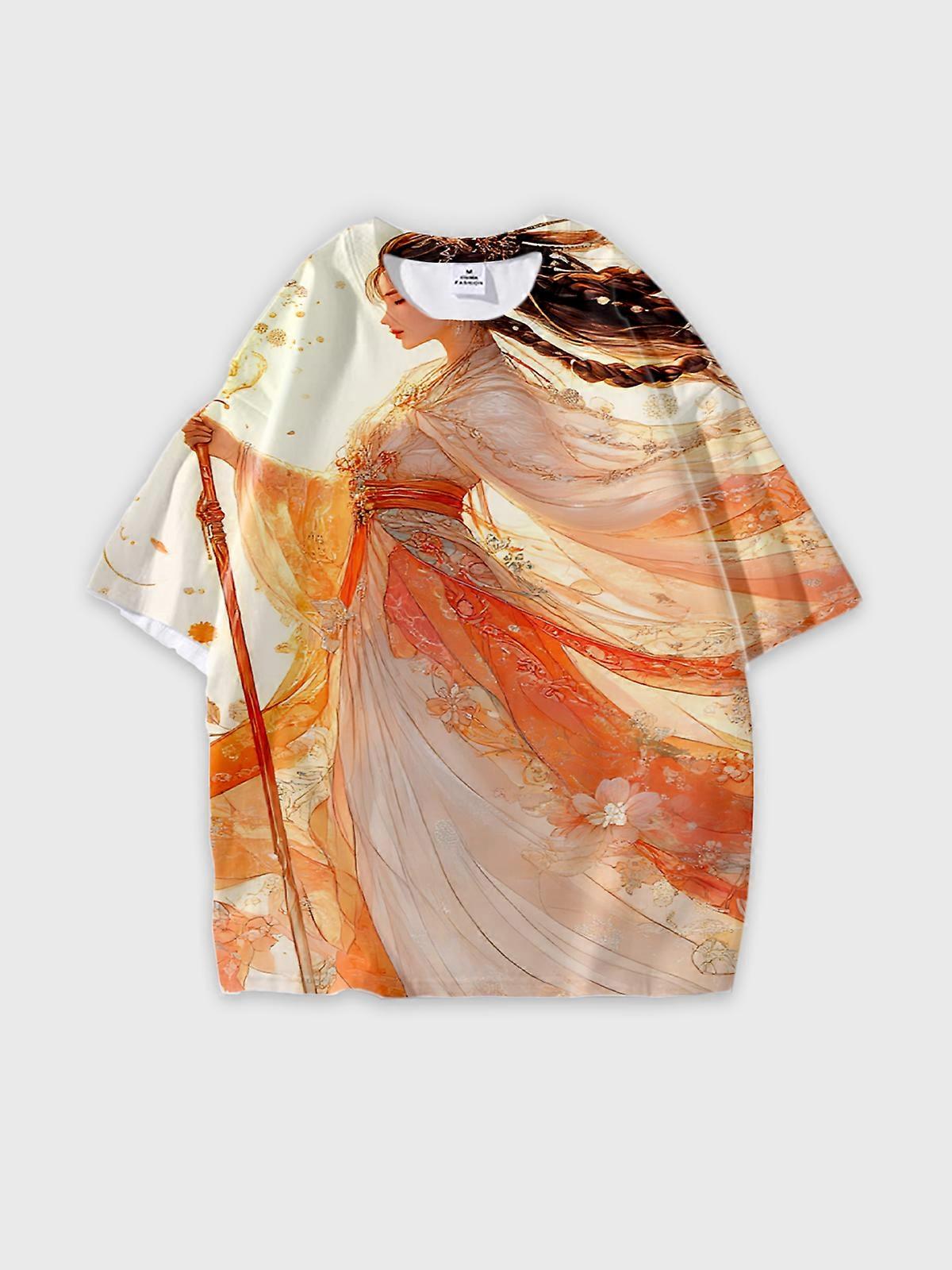 T-Shirt Short Sleeve Round Neck, Summer Casual Loose Graphic Tee, Unisex Pattern V2667
