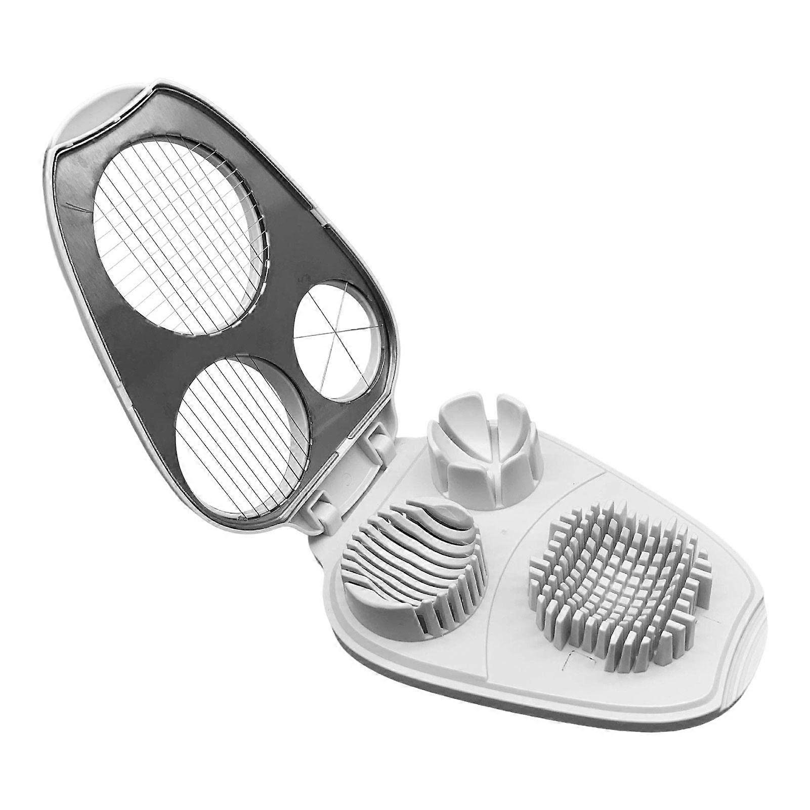 Egg Slicer 3In1 Stainless Steel Egg Cutter For HardBoiled Eggs, Strawberry Slicer, Mushroom Dicer, Soft Fruit