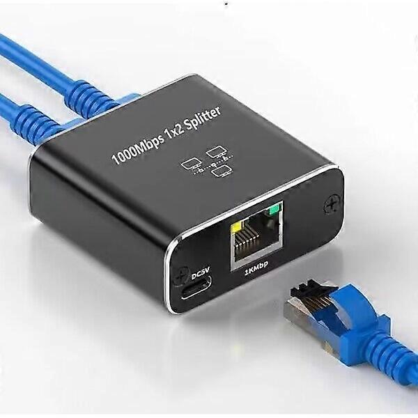 #1000 Mbps Ethernet Splitter 1 in to 2 out High Speed Dual Port RJ45#