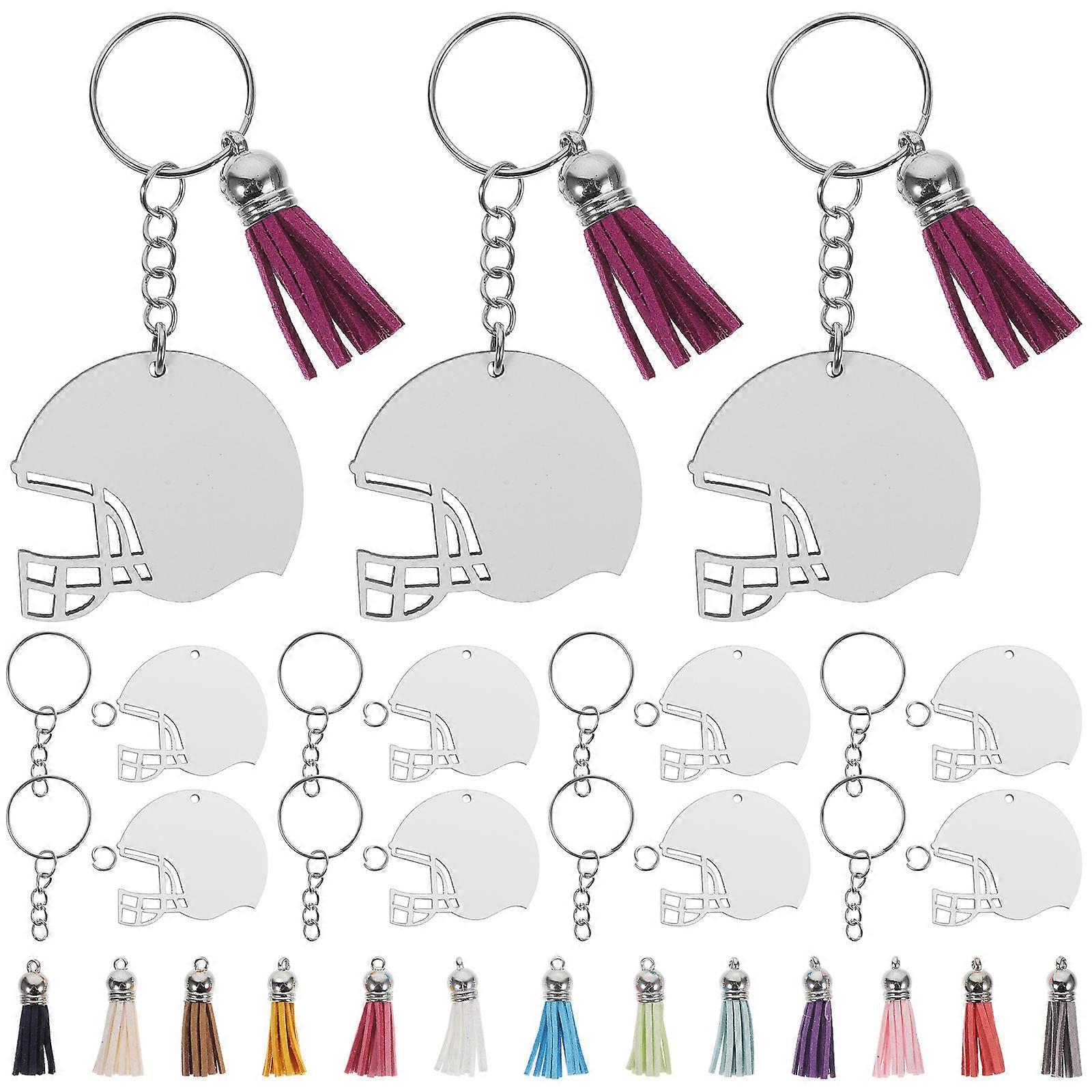DIY Sublimation Keychain Blanks in Silver Color for Decoration Craft Projects with MDF Material 30 Sets