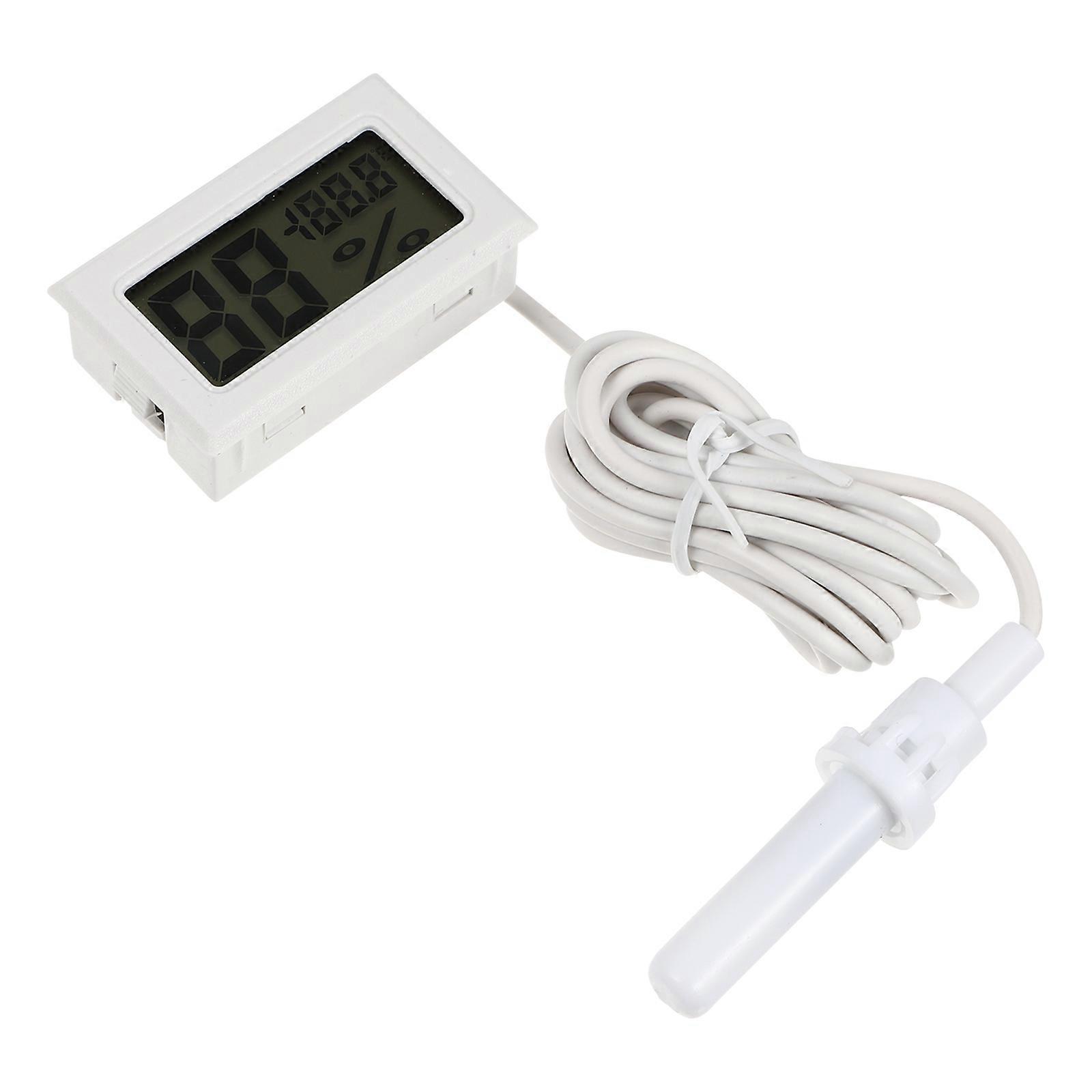 Digital Hygrometer for Home Use with Clear Display and Air Intake Holes White Plastic Fits on Desktop