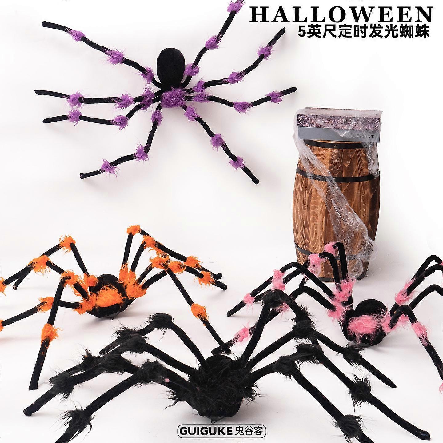 Plush spiders, multi-color timed glowing, XY019310 - XY019324, festival ornaments