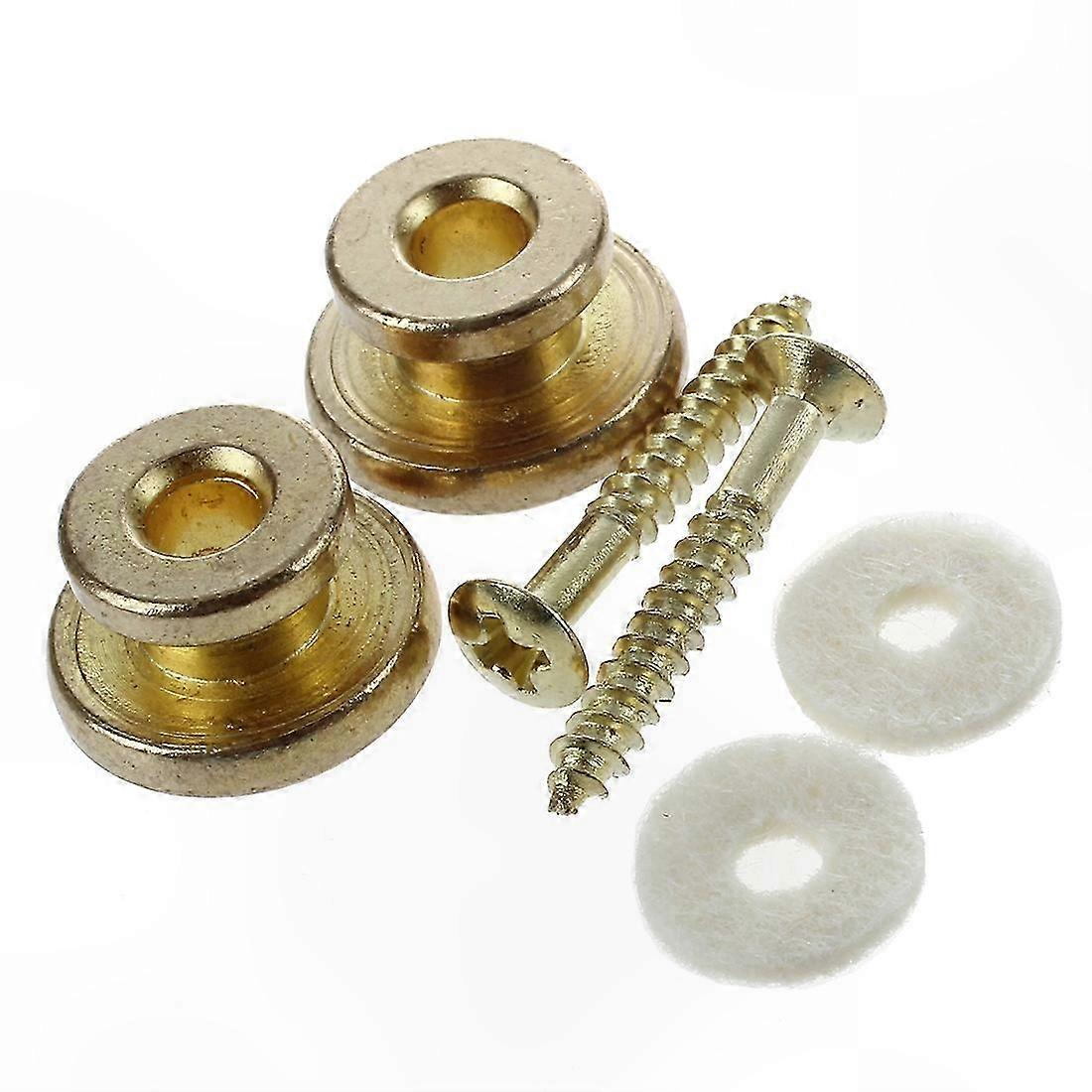 2-Pack Gold Strap Buttons with Mounting Screws for Guitar and Mandolin Instruments