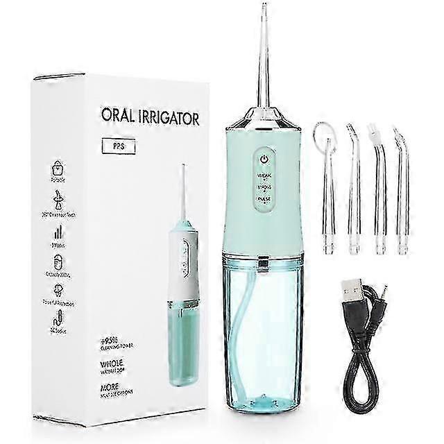Oral Irrigator Portable Dental Water Flosser USB Rechargeable Water Jet Floss Tooth Pick 4 Jet Tip 220ml 3 Modes IPX7 1400rpm