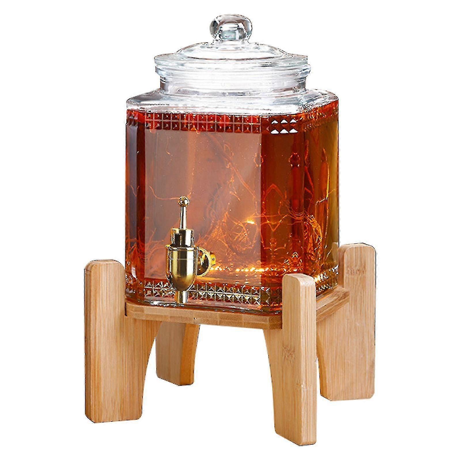 Getränkespender aus Glas mit Kupfer-/Edelstahlhahn, verschließbare Flasche kompatibel Kombucha, Limonade, Eistee, 3000 ml-c-m