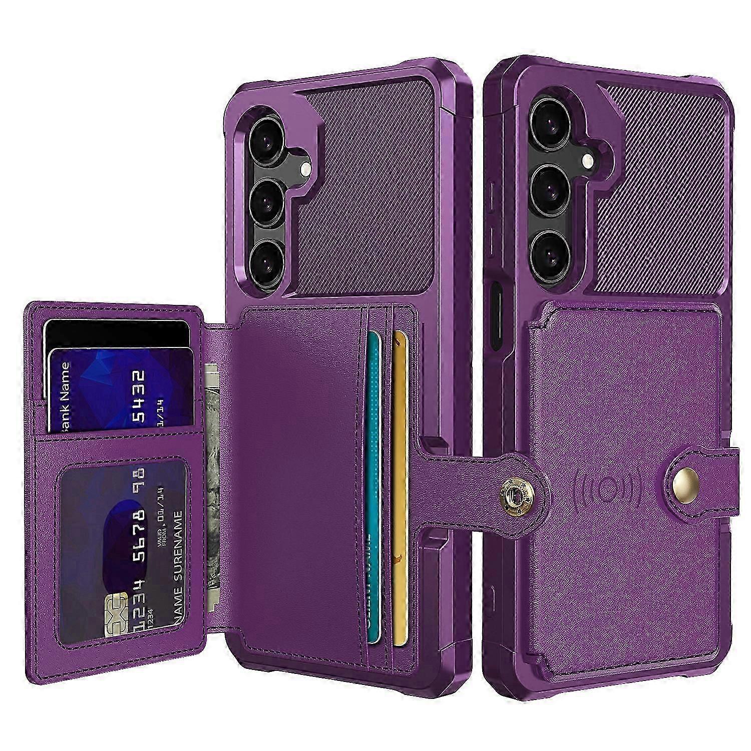 For Samsung Galaxy A26 5G Case with Card Holder PU Leather + TPU Phone Back Cover - Purple