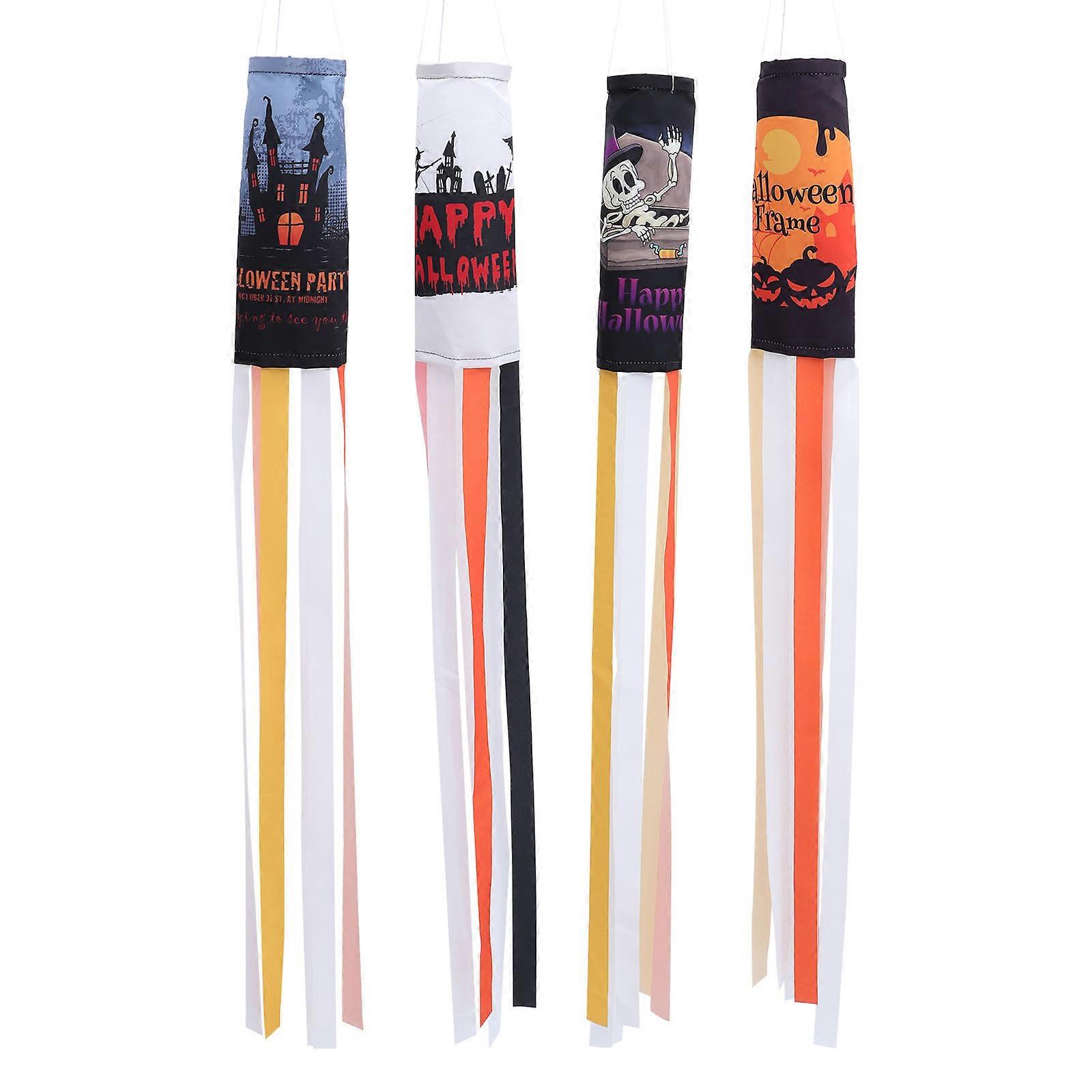Halloween Hanging Windsock Flag Outdoor Windsock Decoration with 4Pcs Windsocks