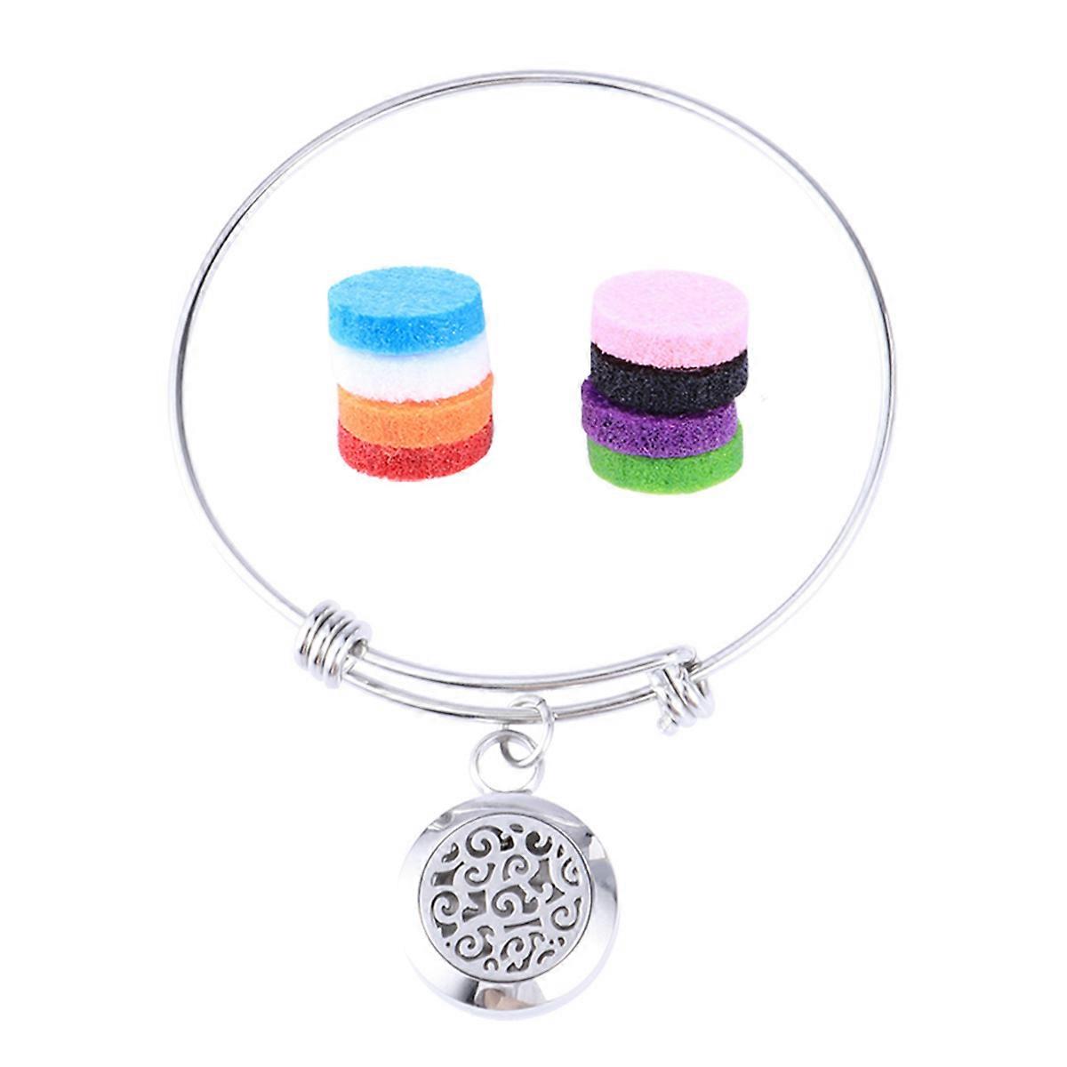 Stainless Steel Aromatherapy Bangle Suction Diffuser Bracelet with 8 Cotton Slice