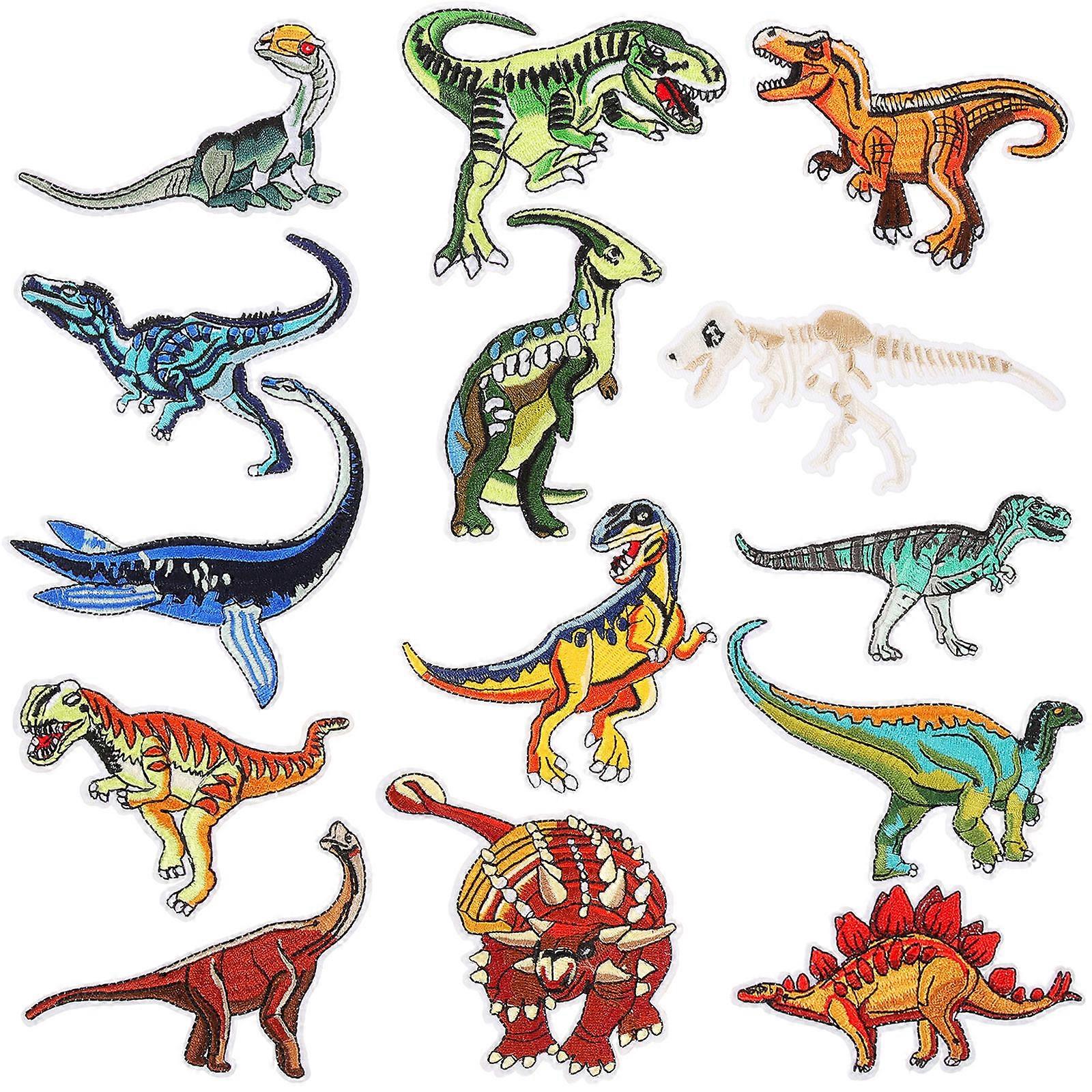 Colorful Cloth Patch Dinosaur Shape Diy Clothing Bags Hats Shoes Assorted Color Embroidered Decorative 14Pcs