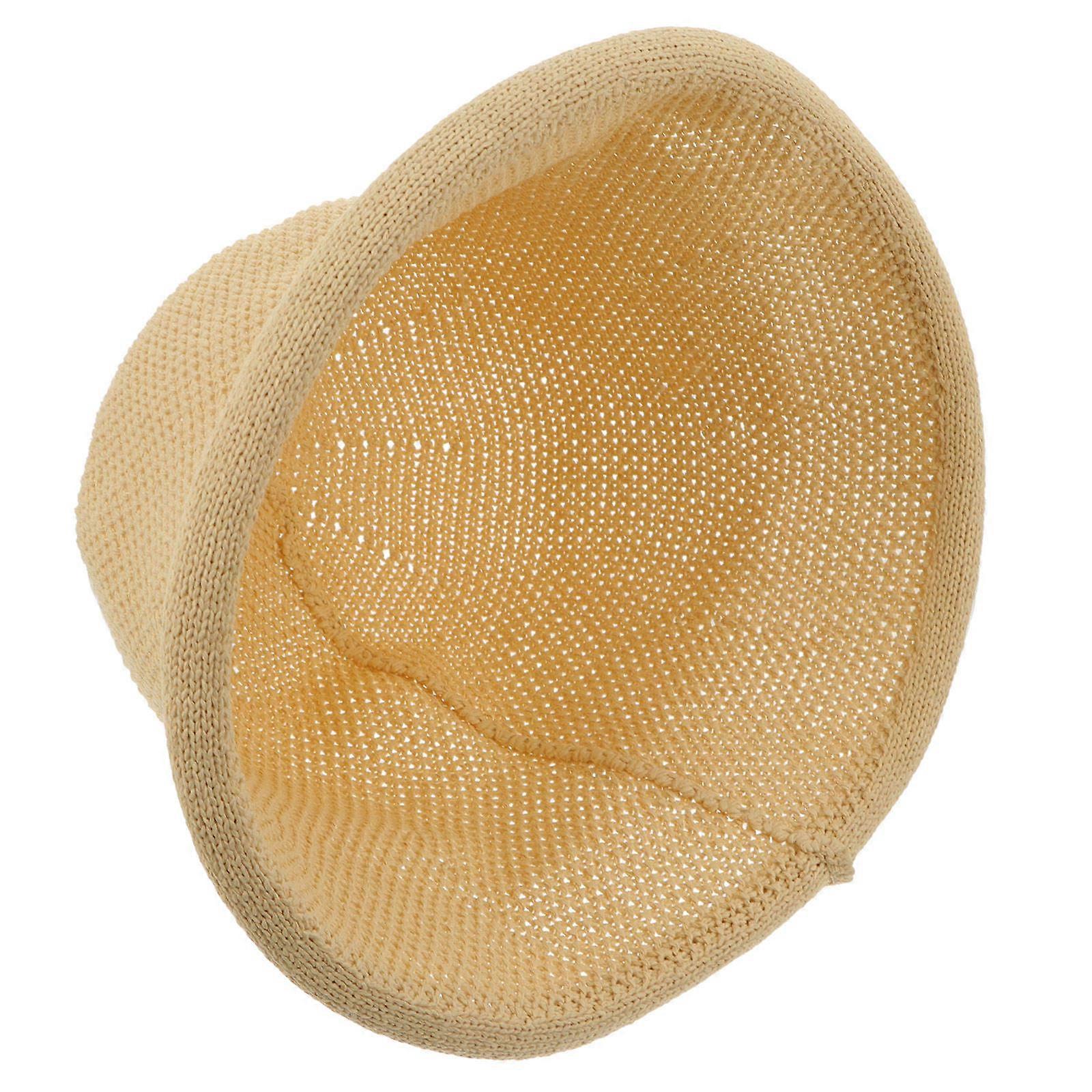 Fisherman Hat for Sun Protection 1 Piece Beige Cotton Bucket Hat