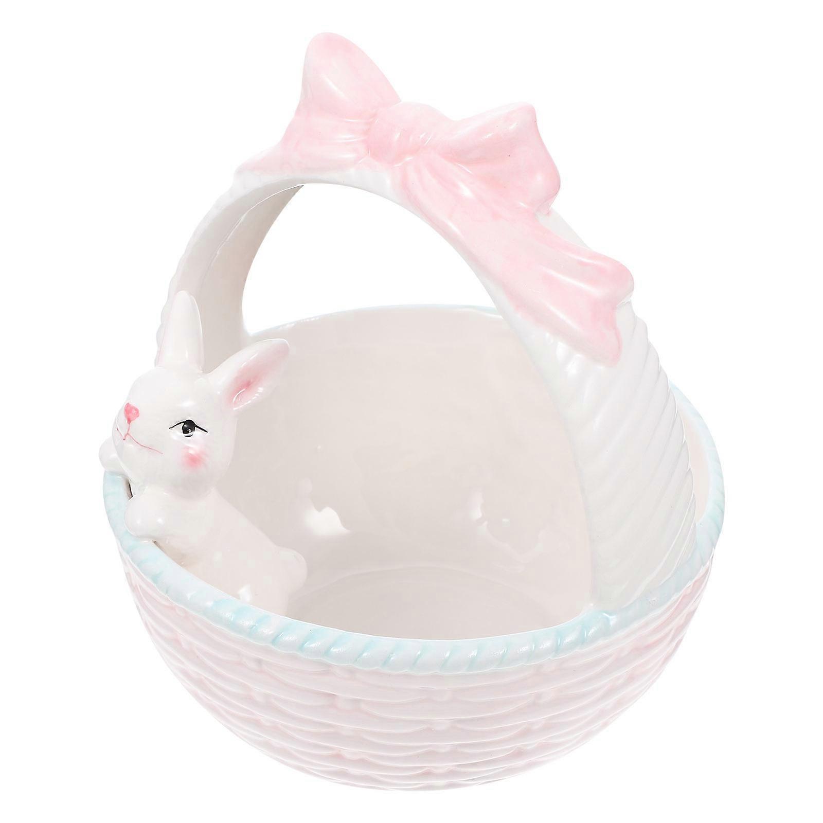 Decorative Fruit Basket Ceramic Basket for Decoration 2Pcs Easter Accessory