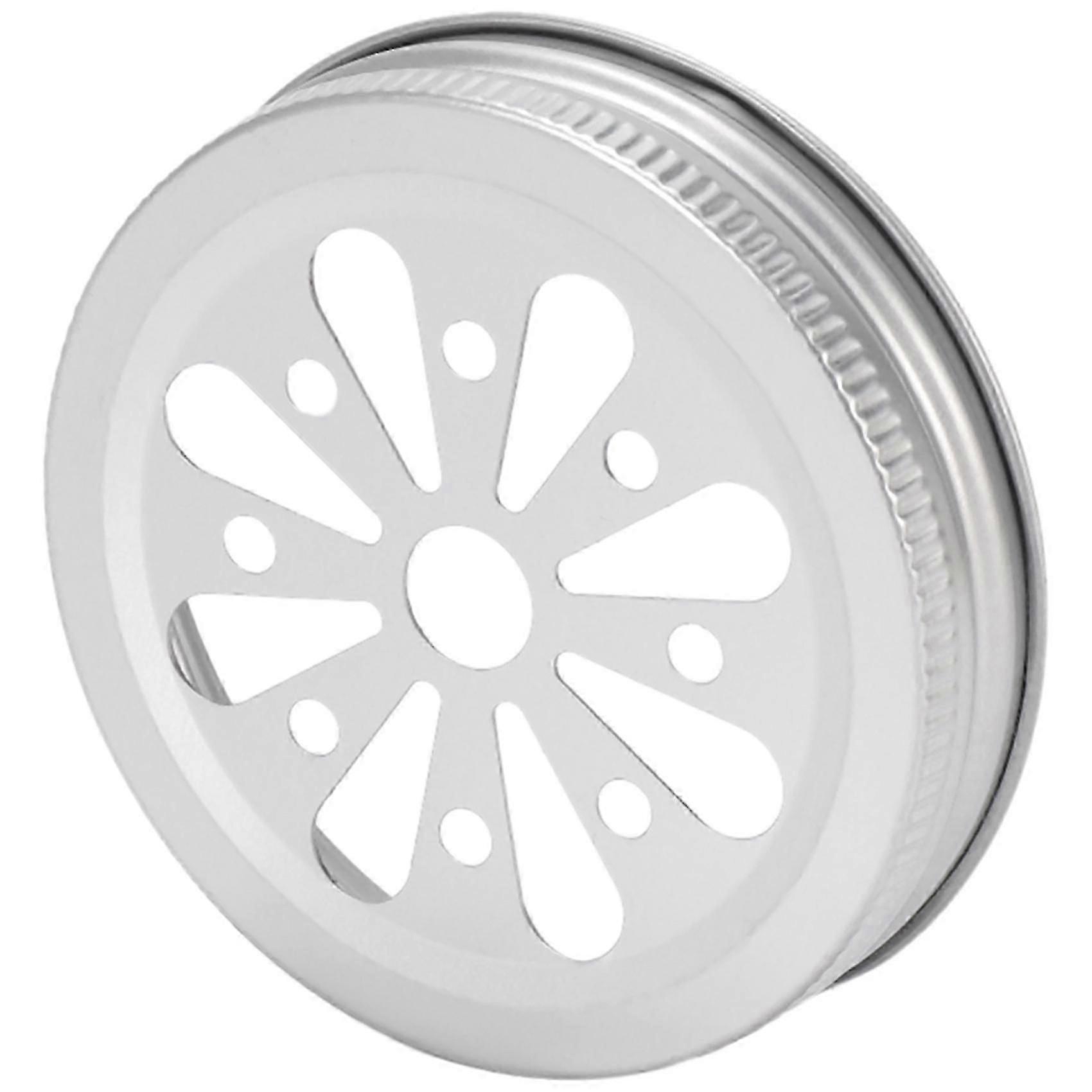 16Pcs Regular Mouth Can Jar Lid Rust Proof Daisy Cut with Straw Hole Hollow Flower Cover for Ball,Canning Jars,Etc