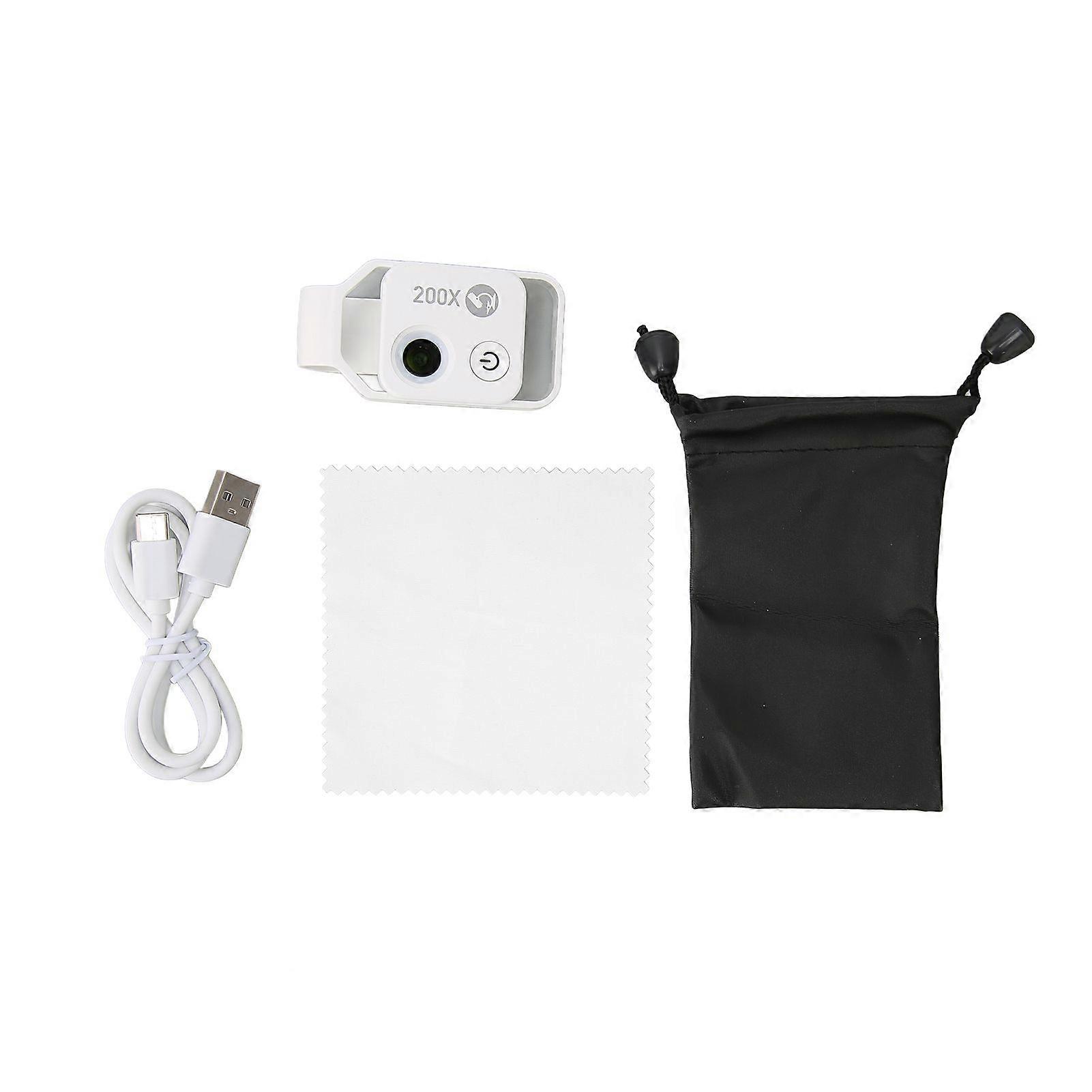 200X Phone Mini Pocket Microscope with CPL Lens Universal Phone Microscope Clip for IPhone for AndriodWhite
