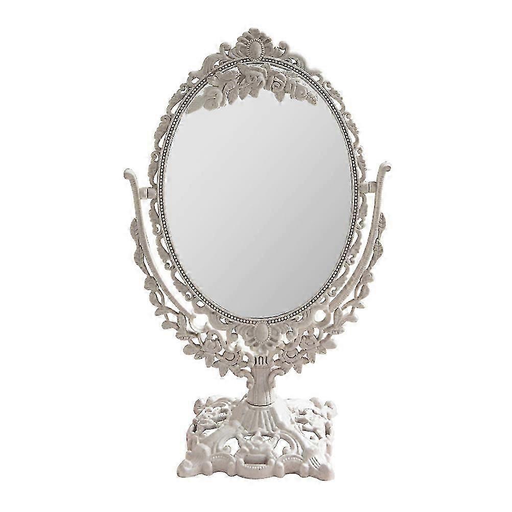 Vintage Embossed Double Sided Rotatable Vanity Mirror for Desktop  Durable Makeup Mirror for Dressing Table