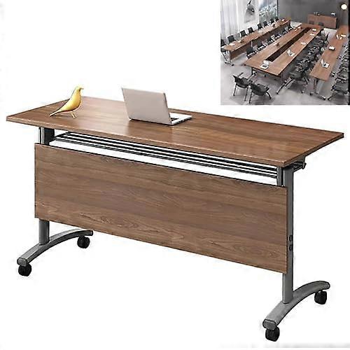 Folding Conference Table On Wheels With Storage Shelves Privacy Baffle For Office Meeting Rooms Classrooms Events