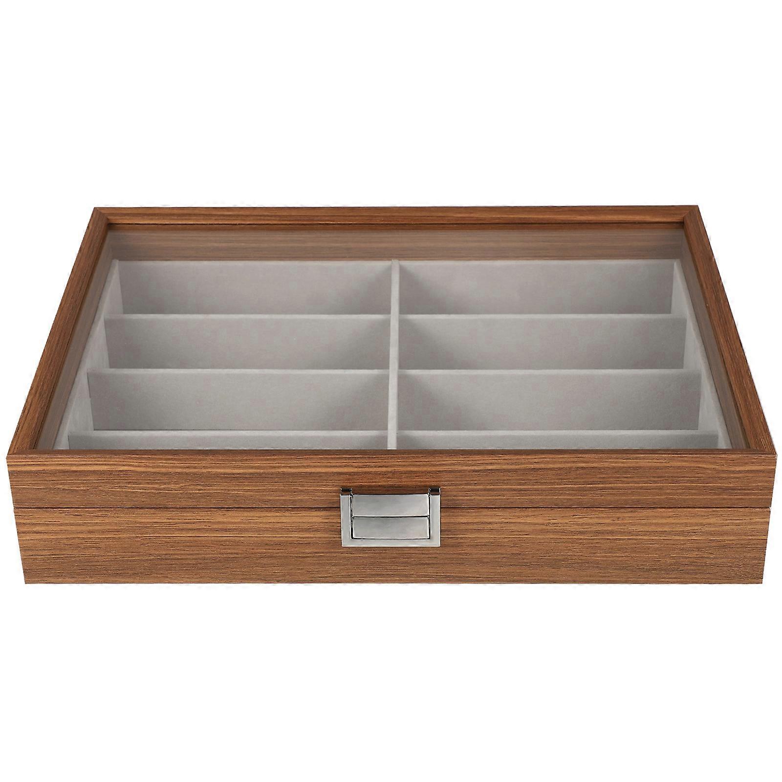 Portable Sunglasses Organizer Multi Grids Eyeglasses Storage Box Gifting Occasions Light Brown Eyeglasses Protection 2Pcs