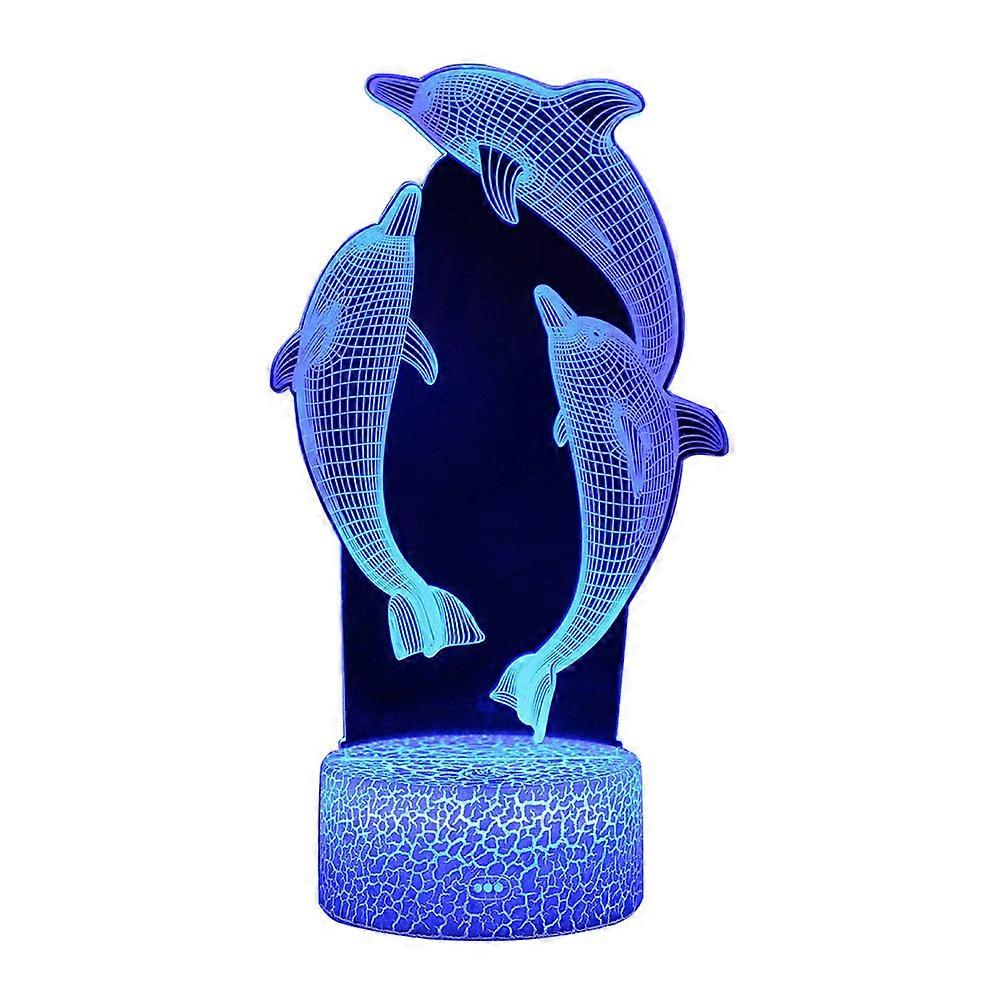 3D LED Lamp Dolphin Night Light for Lighting Use 3Pcs Touch Switch