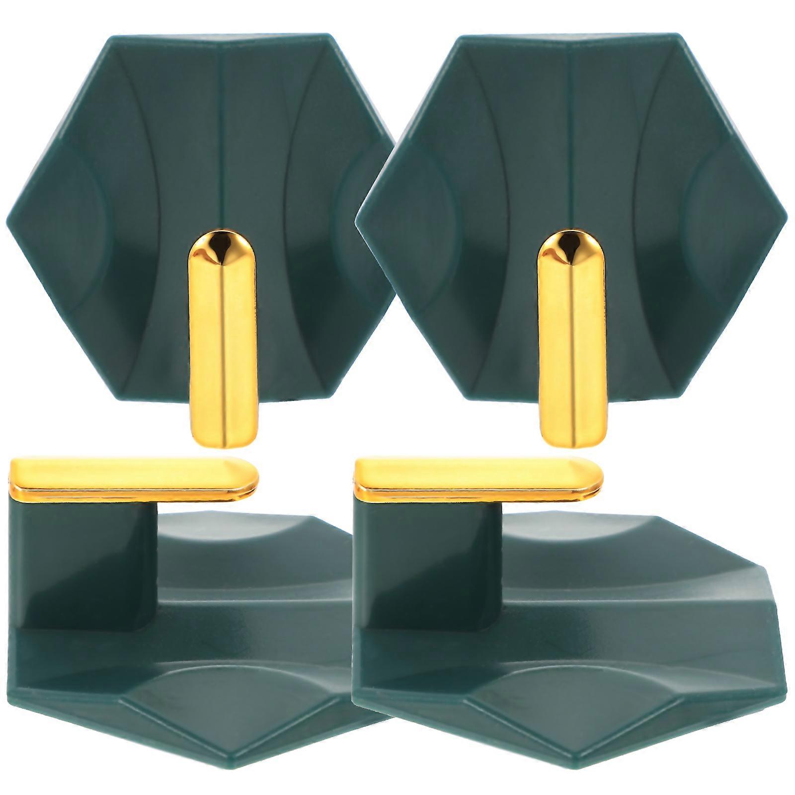 Rectangular Heavy Duty Adhesive Hooks For Wall Towel And Clothes Storage In Green Color Designed For Kitchen And Bathroom 16Pcs