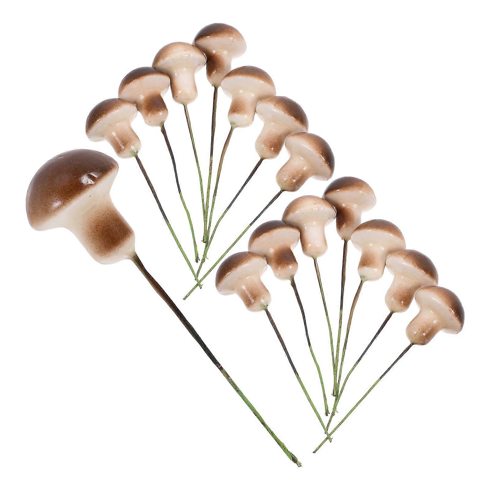 Dark Brown Mini Mushrooms for Decor 2Pcs Foam Decorative Mushroom Ornaments for DIY