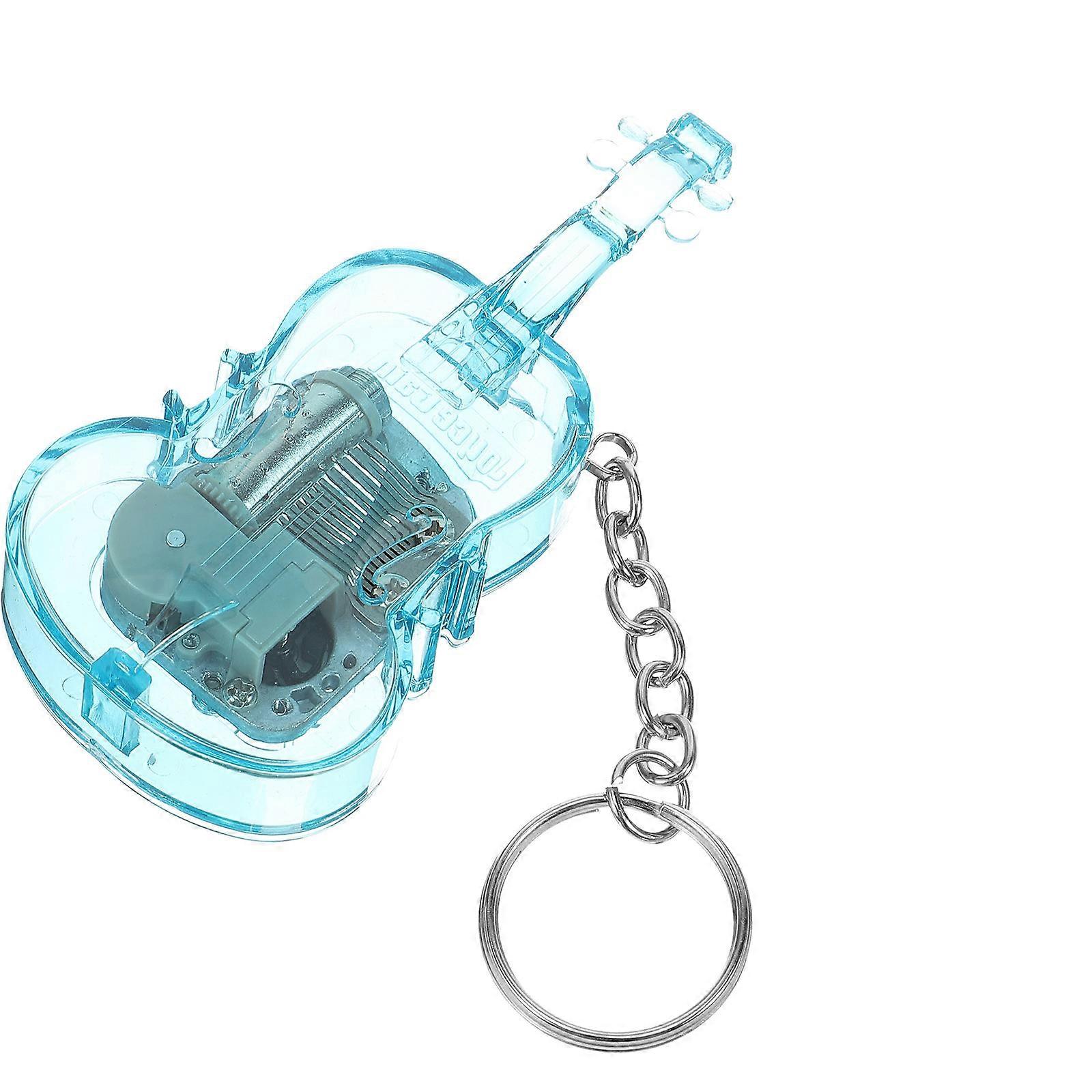 Violin Keychain Music Box for Holding Use 5Pcs Sky Blue Acrylic and Metal